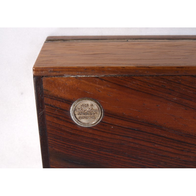 Modern Danish Box in Rosewood and Sterling Silver by Hans Hansen, 1950s