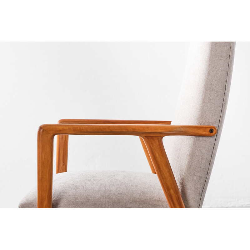 Vintage cherry armchair by Josef Hillerbrand for Wilkhahn, Germany 1960s