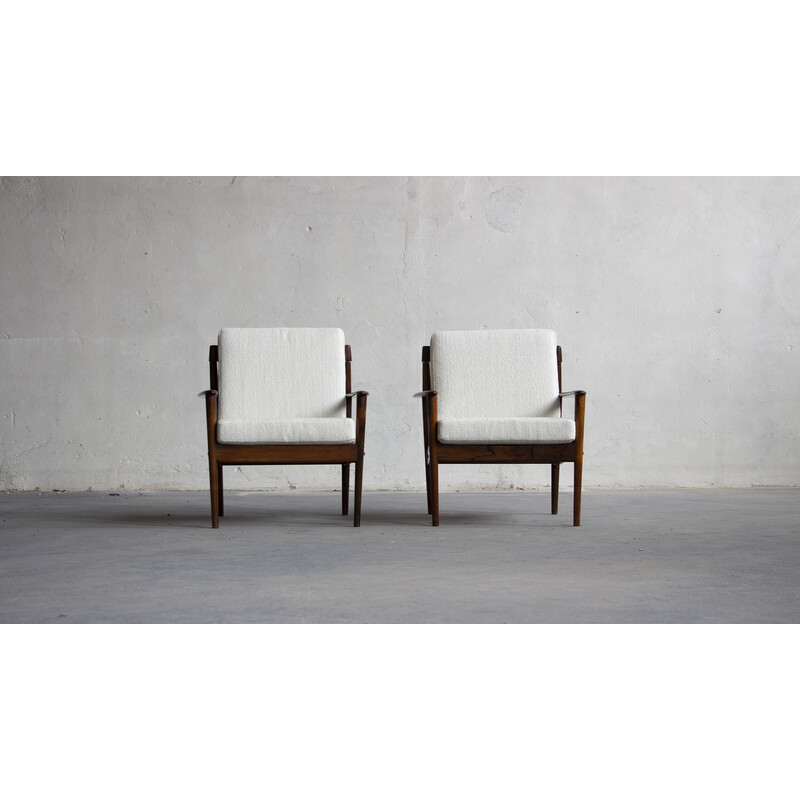 Paire de fauteuils vintage en palissandre de Rio par Grete Jalk pour Poul Jeppesen, Danemark