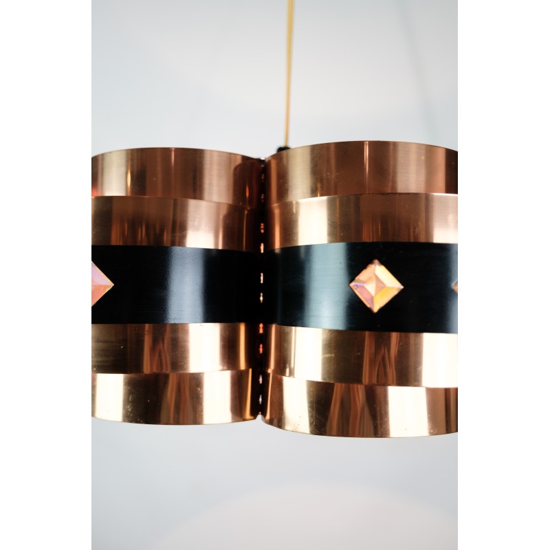 Vintage copper pendant lamp by Werner Schou for Coronell Elektro, 1970s