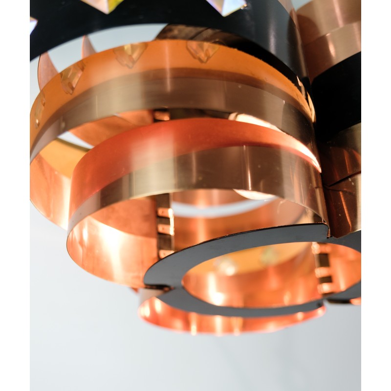 Vintage copper pendant lamp by Werner Schou for Coronell Elektro, 1970s