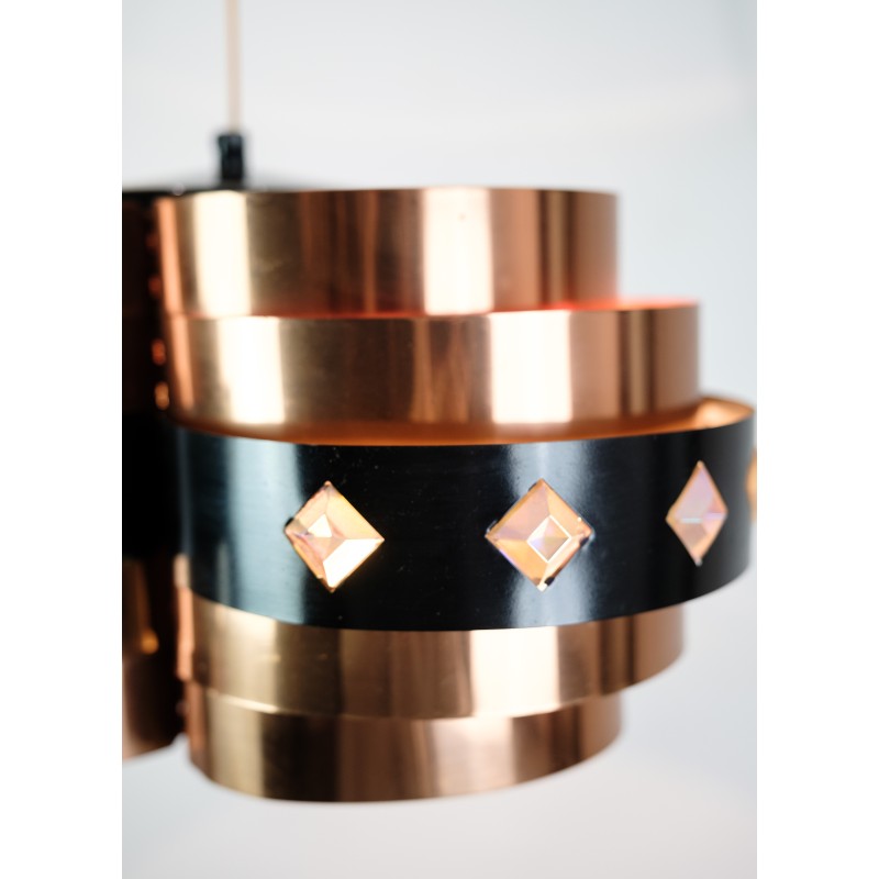 Vintage copper pendant lamp by Werner Schou for Coronell Elektro, 1970s