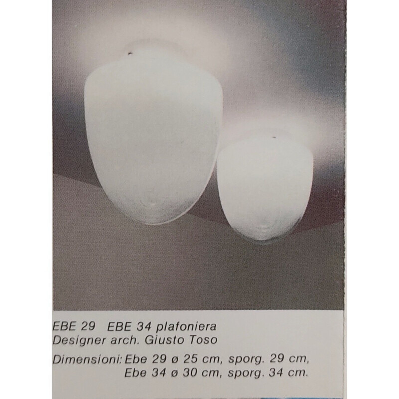 Lampada da soffitto vintage "Ebe 34" in vetro di Murano di Giusto Toso per Leucos, anni '70