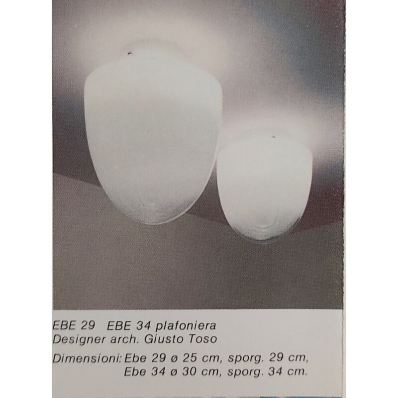 Vintage ceiling lamp "Ebe 34" in Murano glass by Giusto Toso for Leucos, 1970s