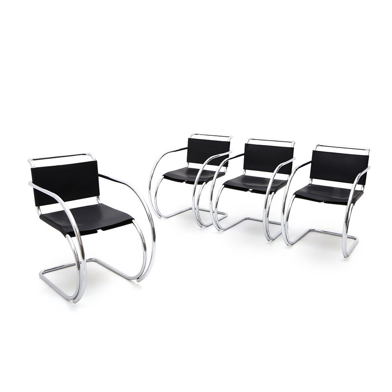 Set of 4 vintage "mr" chairs by Ludwig Mies van der Rohe for Knoll, 1980s