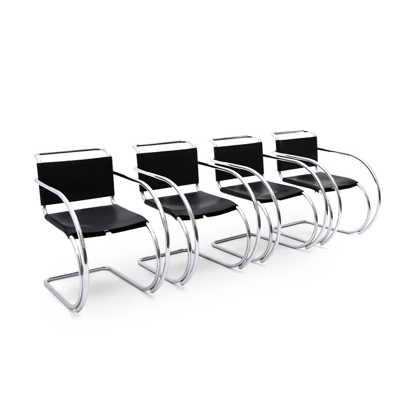 Set of 4 vintage "mr" chairs by Ludwig Mies van der Rohe for Knoll, 1980s