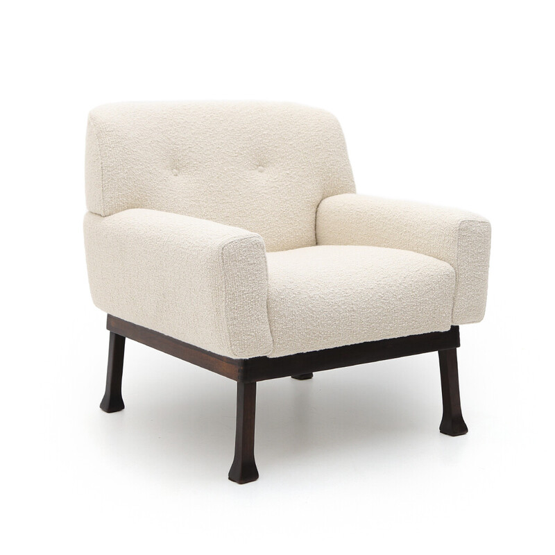 Pair of vintage "Allegra" armchairs in wool bouclé by Piero Ranzoni for Elam, 1960s