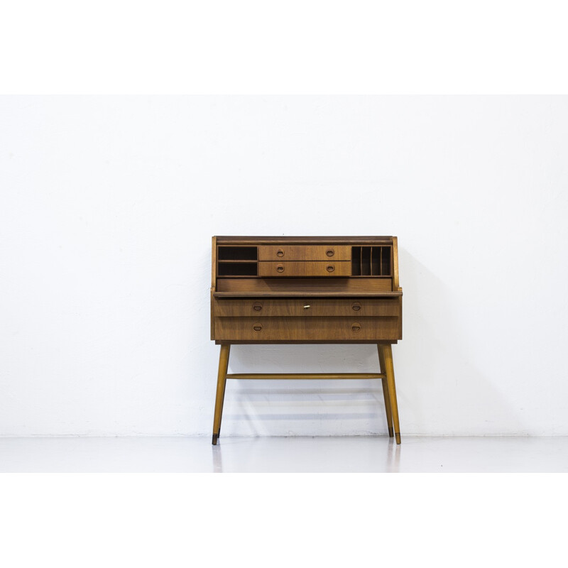 Swedish writing desk in teak with beech feet - 1960s