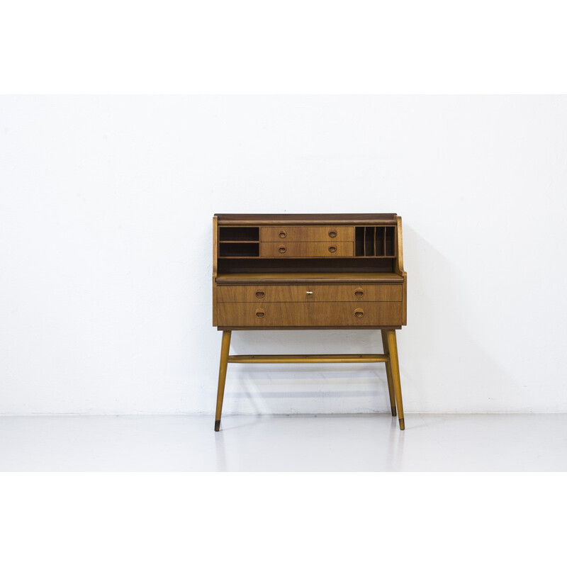 Swedish writing desk in teak with beech feet - 1960s