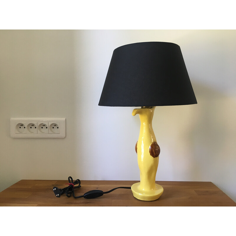 Vintage ceramic and fabric lamp