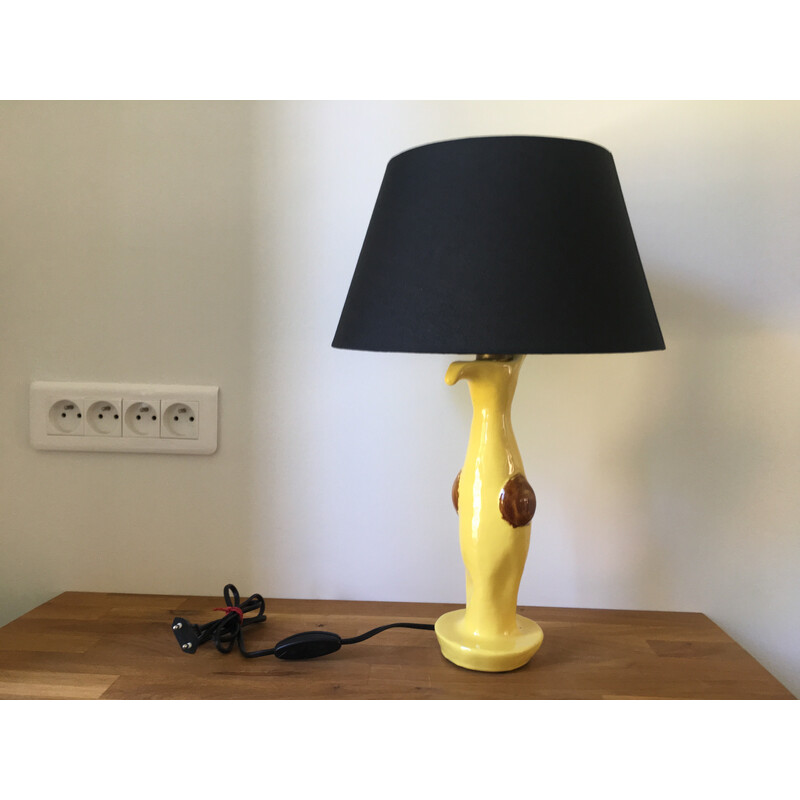 Vintage ceramic and fabric lamp