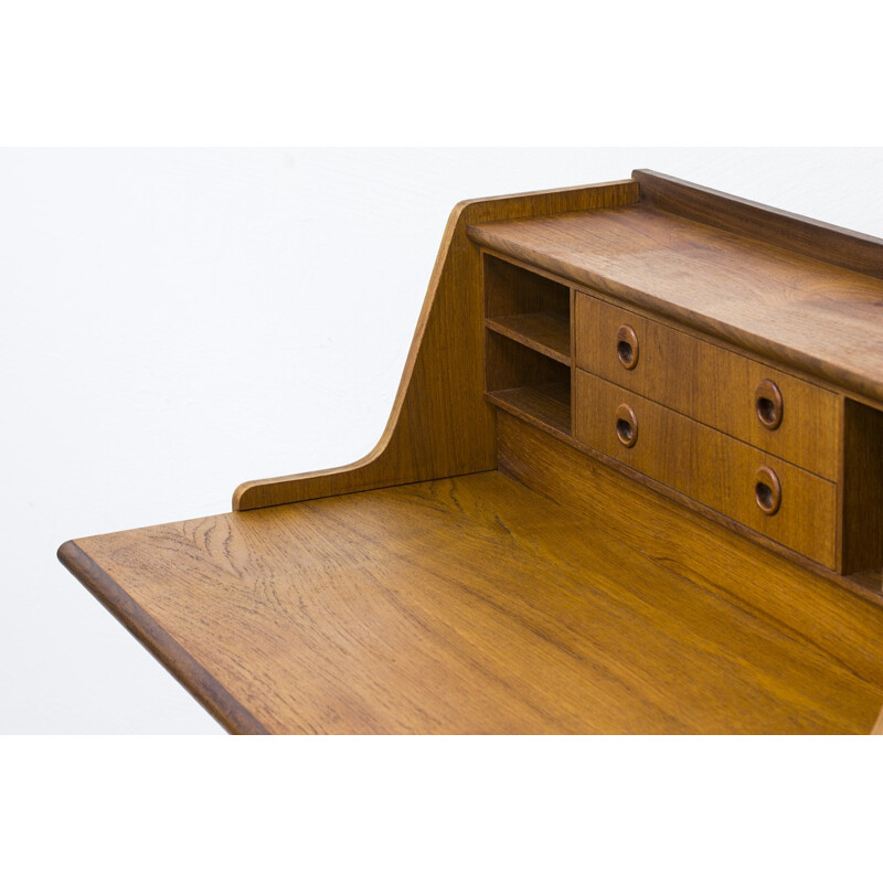 Swedish writing desk in teak with beech feet - 1960s