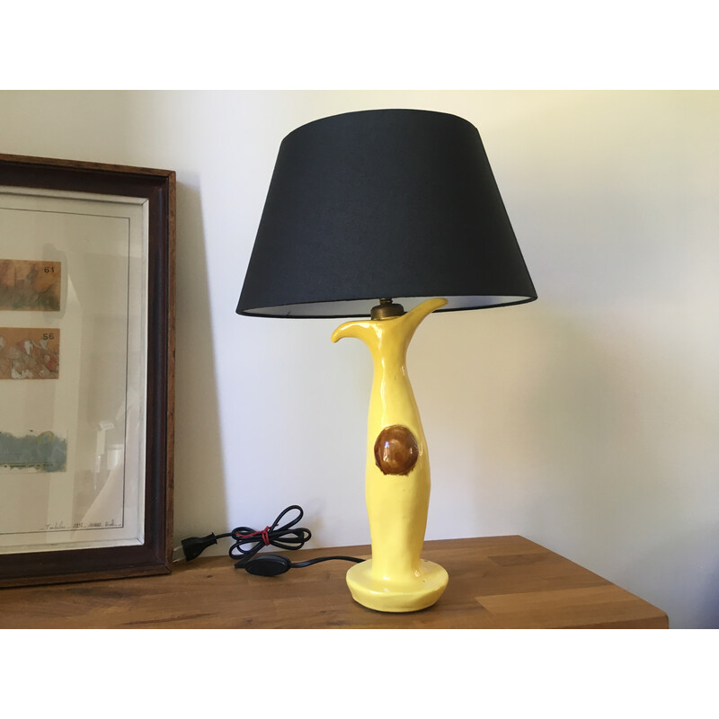 Vintage lamp van keramiek en stof