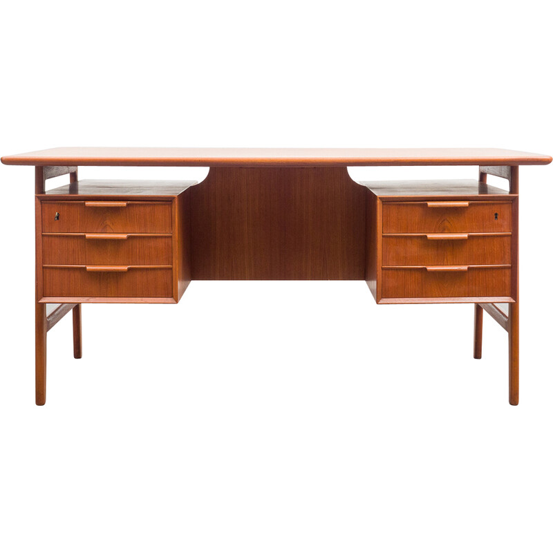 Vintage teakhouten bureau van Gunni Omann voor Omann Jun, Denemarken 1960