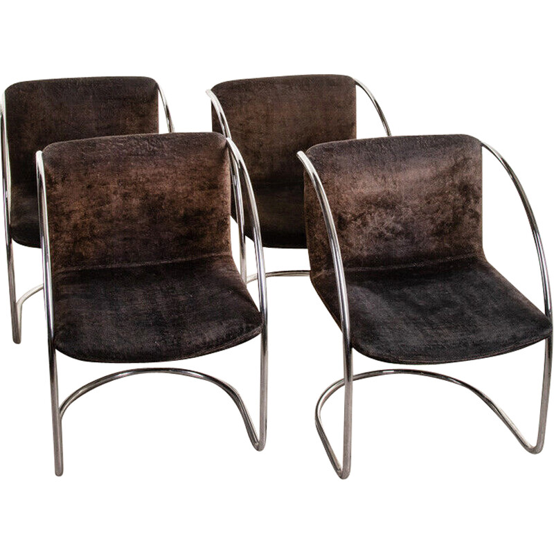 Ensemble de 4 chaises vintage Lens de Giovanni Offredi pour Saporiti, 1960