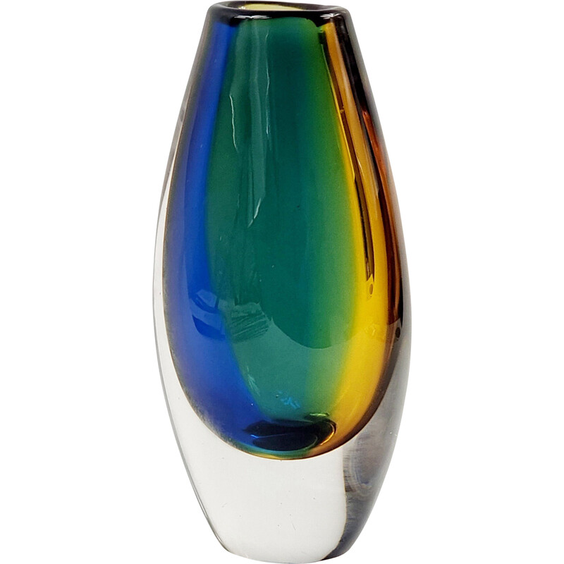 Vintage Sommerso glass vase by Vicke Lindstrand for Kosta, Sweden 1960s