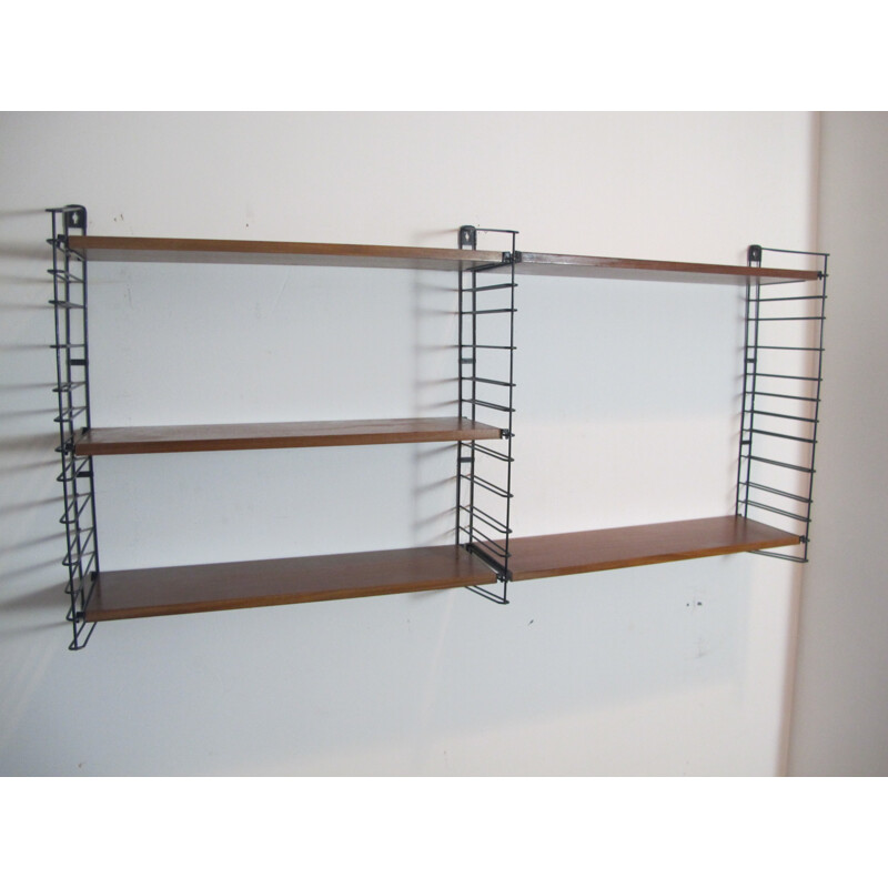 Dutch Metal & Teak Wall Shelf by A. Dekker for Tomado - 1960s