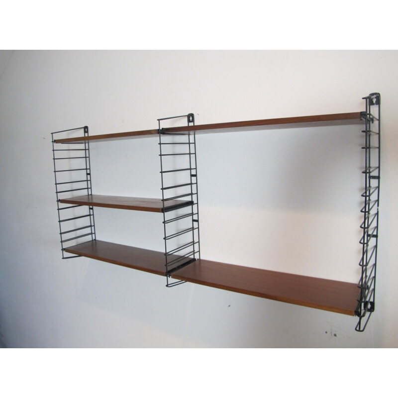 Dutch Metal & Teak Wall Shelf by A. Dekker for Tomado - 1960s