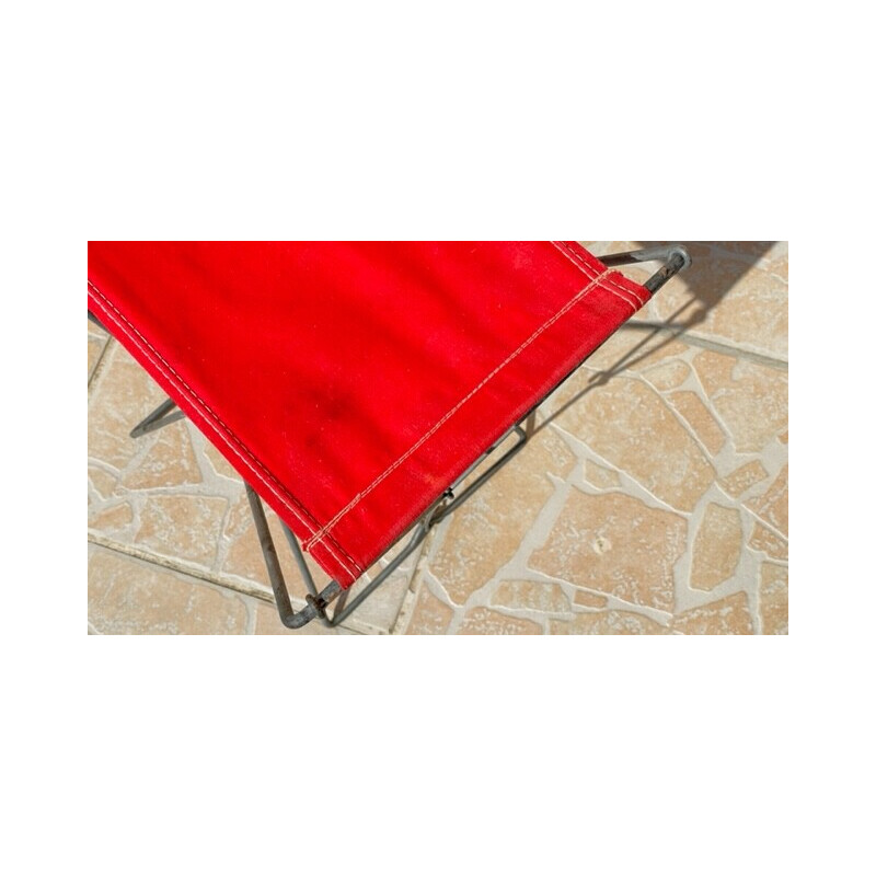 Taburete de camping plegable vintage rojo