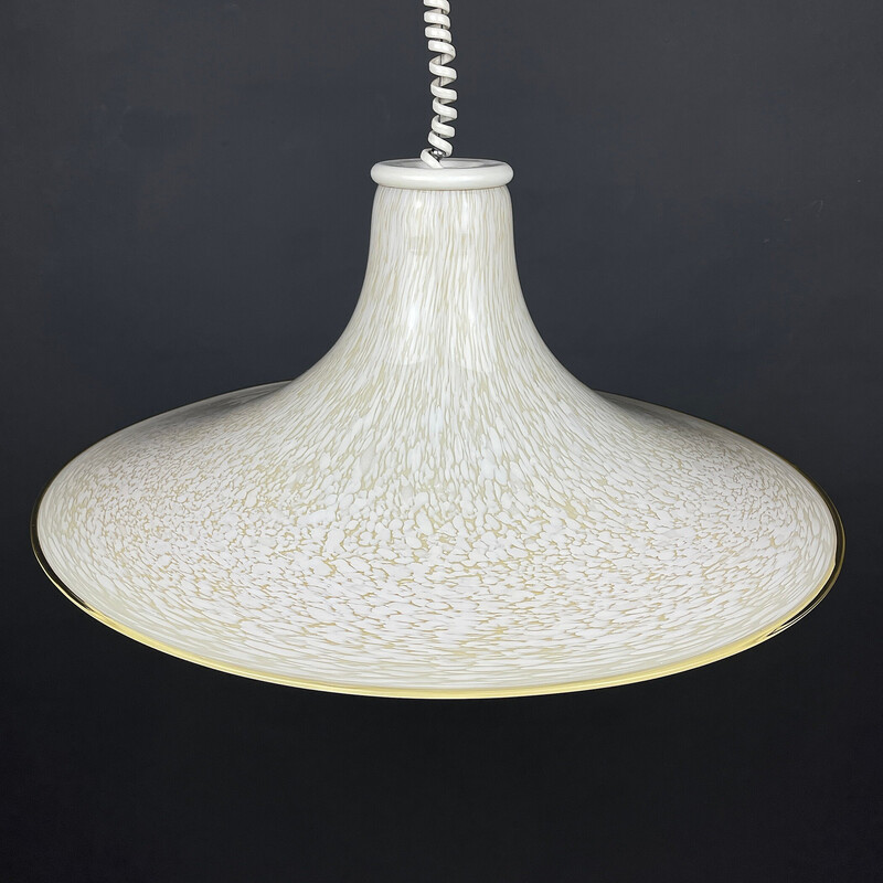 Suspension vintage en verre de Murano beige, Italie 1970