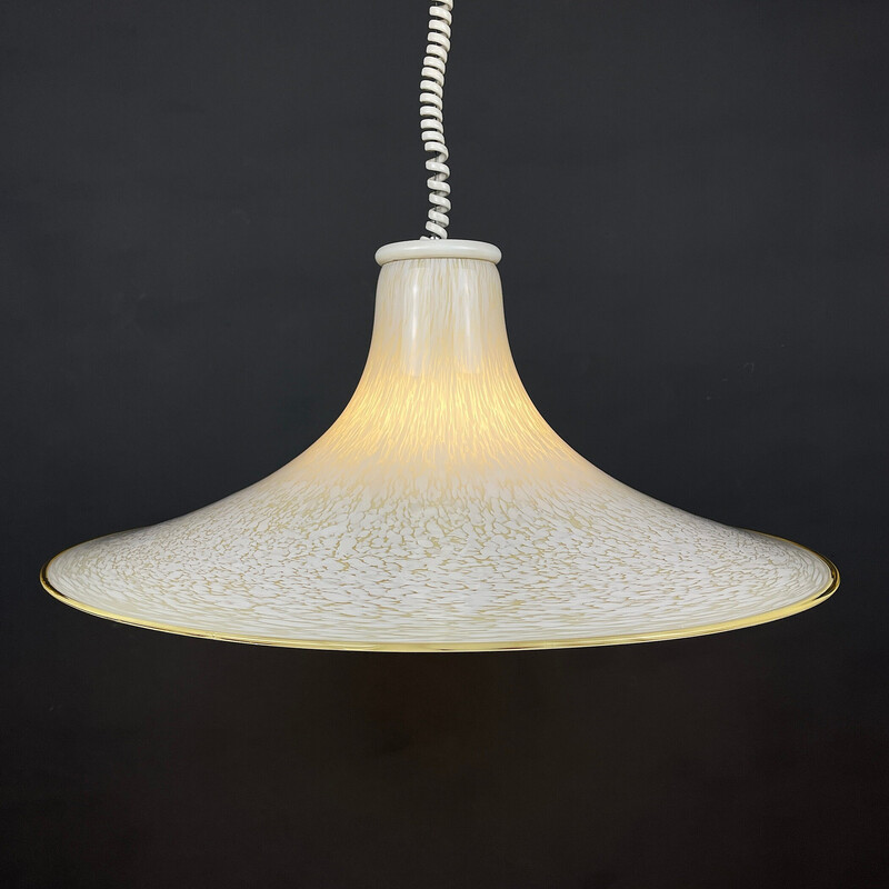 Mid-eeuwse beige Murano glazen hanglamp, Italië 1970