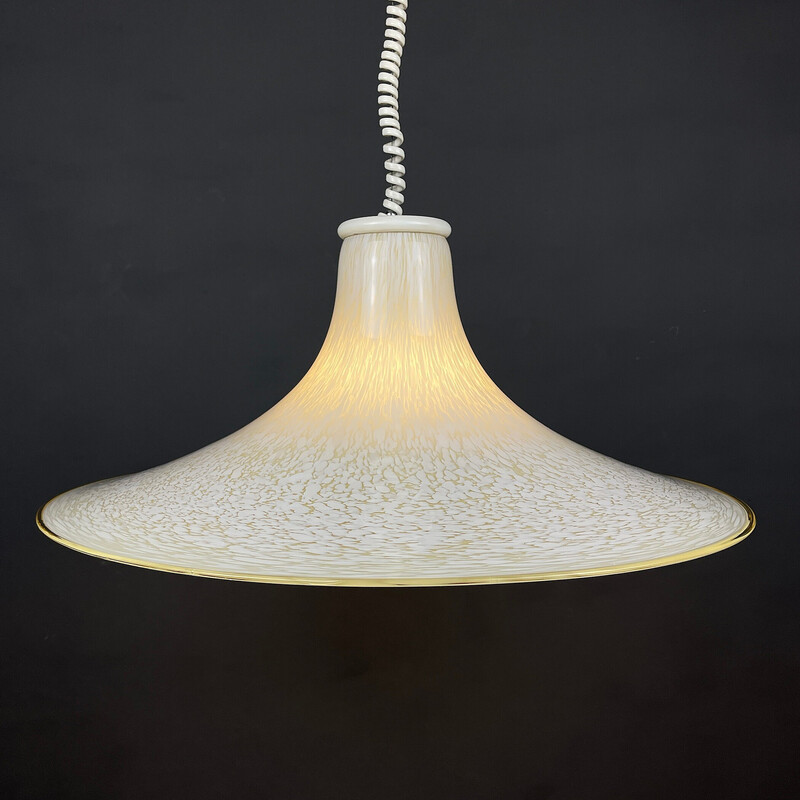 Suspension vintage en verre de Murano beige, Italie 1970