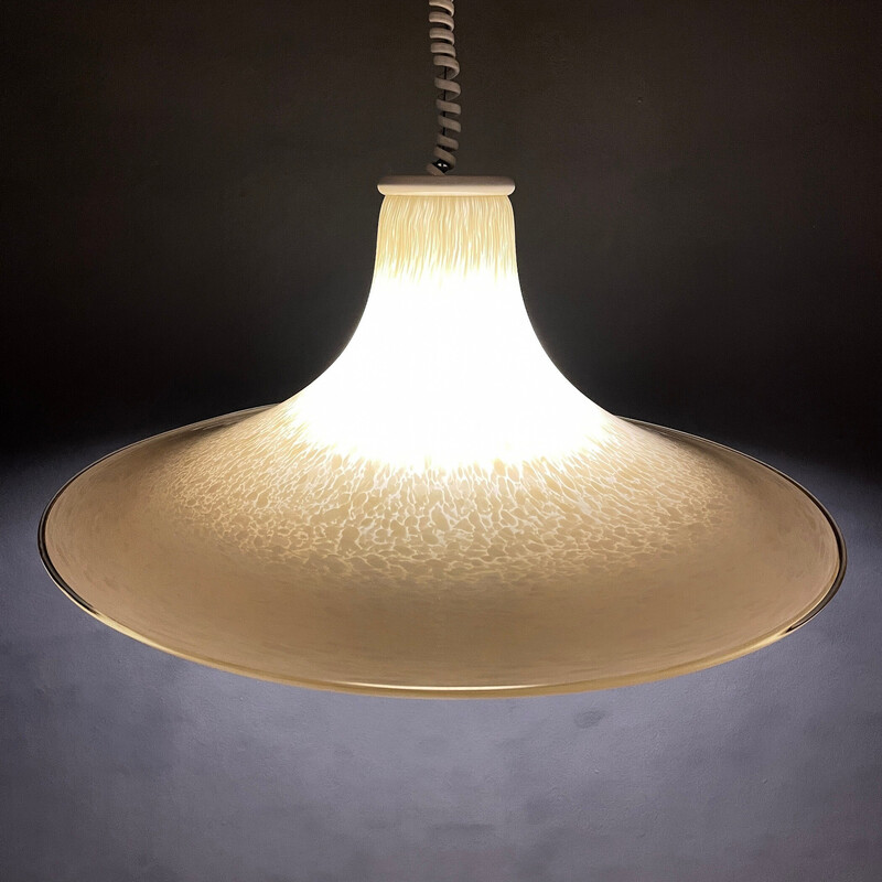 Mid-eeuwse beige Murano glazen hanglamp, Italië 1970