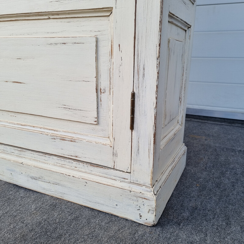 Vintage patina bookcase with wire doors, 1930