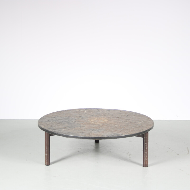 Vintage Brutalist slate stone coffee table, Netherlands 1970s