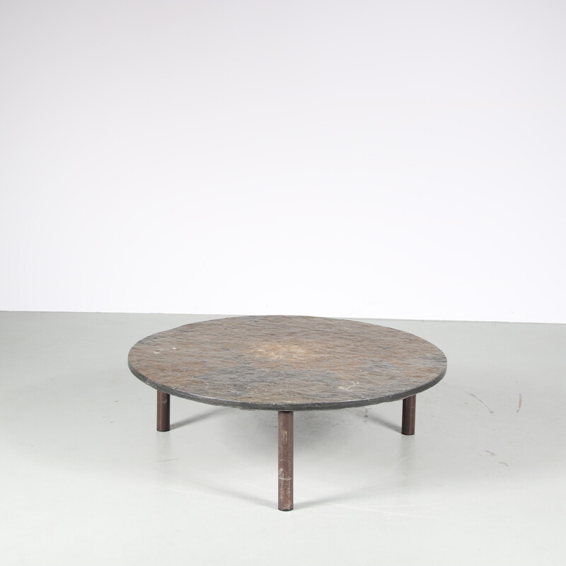 Vintage Brutalist slate stone coffee table, Netherlands 1970s