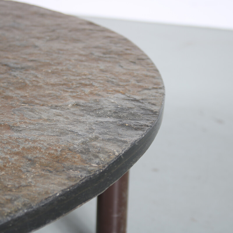 Vintage Brutalist slate stone coffee table, Netherlands 1970s