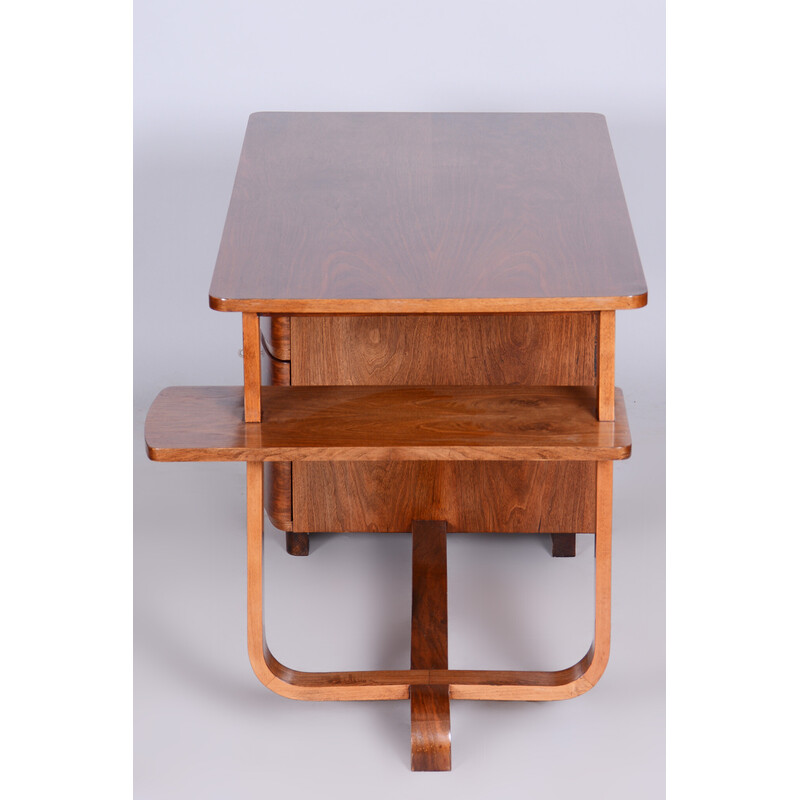 Art Deco vintage walnut writing desk by Jindrich Halabala, 1920s