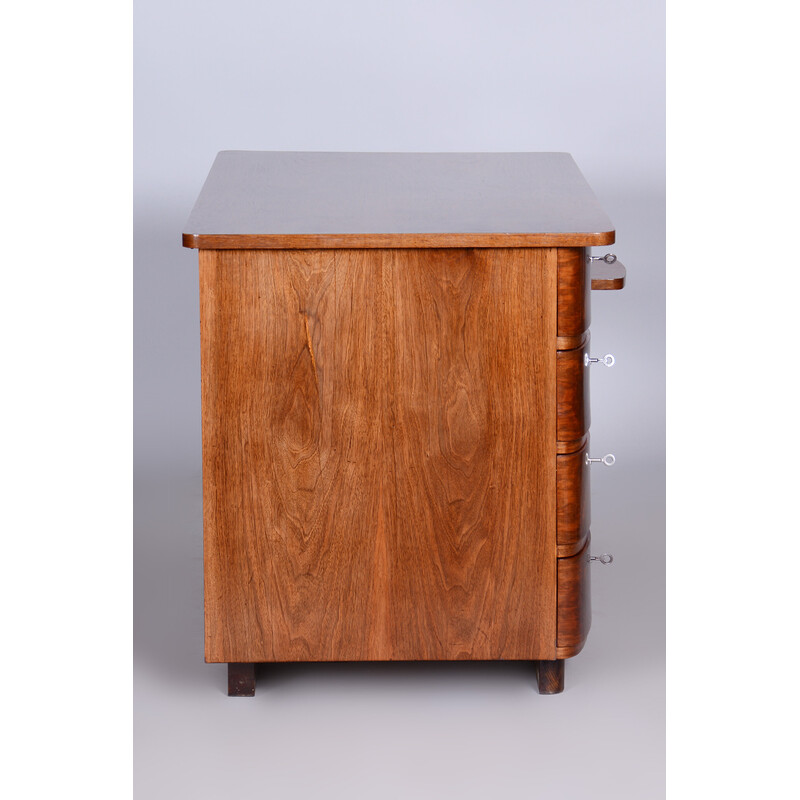 Art Deco vintage walnut writing desk by Jindrich Halabala, 1920s