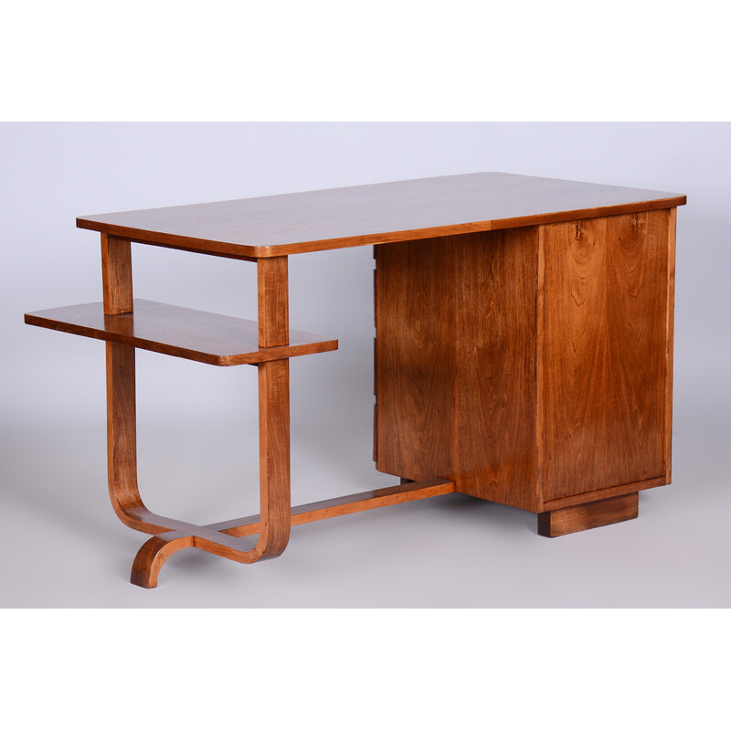 Art Deco vintage walnut writing desk by Jindrich Halabala, 1920s