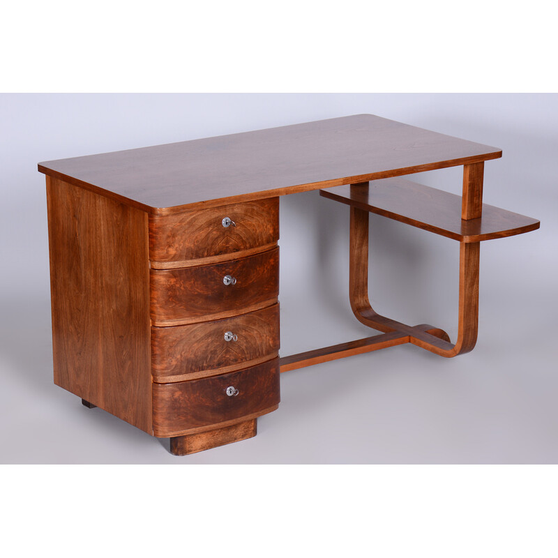 Art Deco vintage walnut writing desk by Jindrich Halabala, 1920s