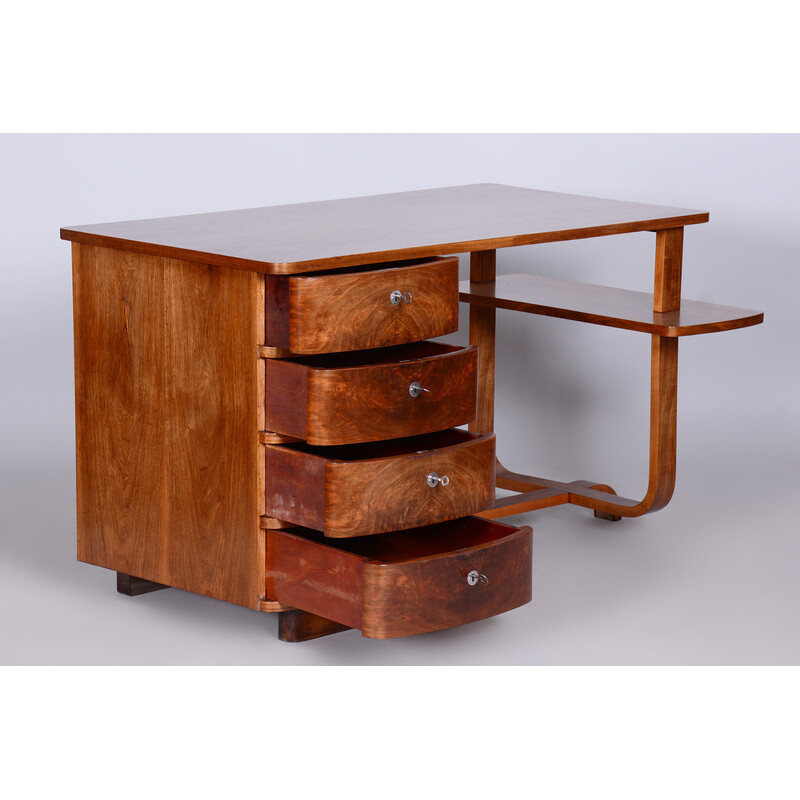 Art Deco vintage walnut writing desk by Jindrich Halabala, 1920s