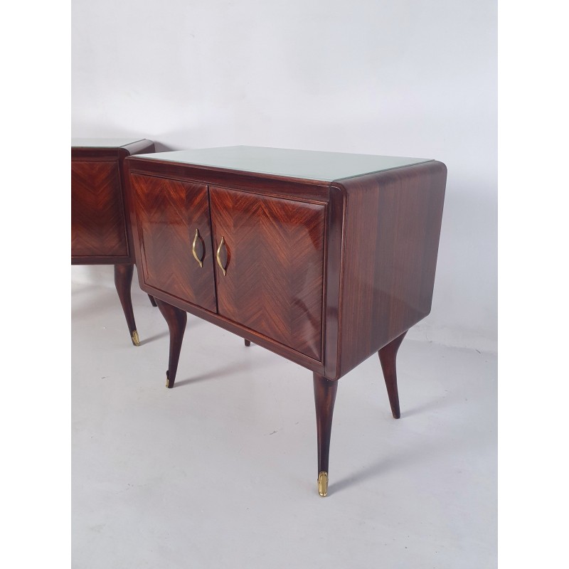 Pair of vintage walnut night stands, Italy 1950s