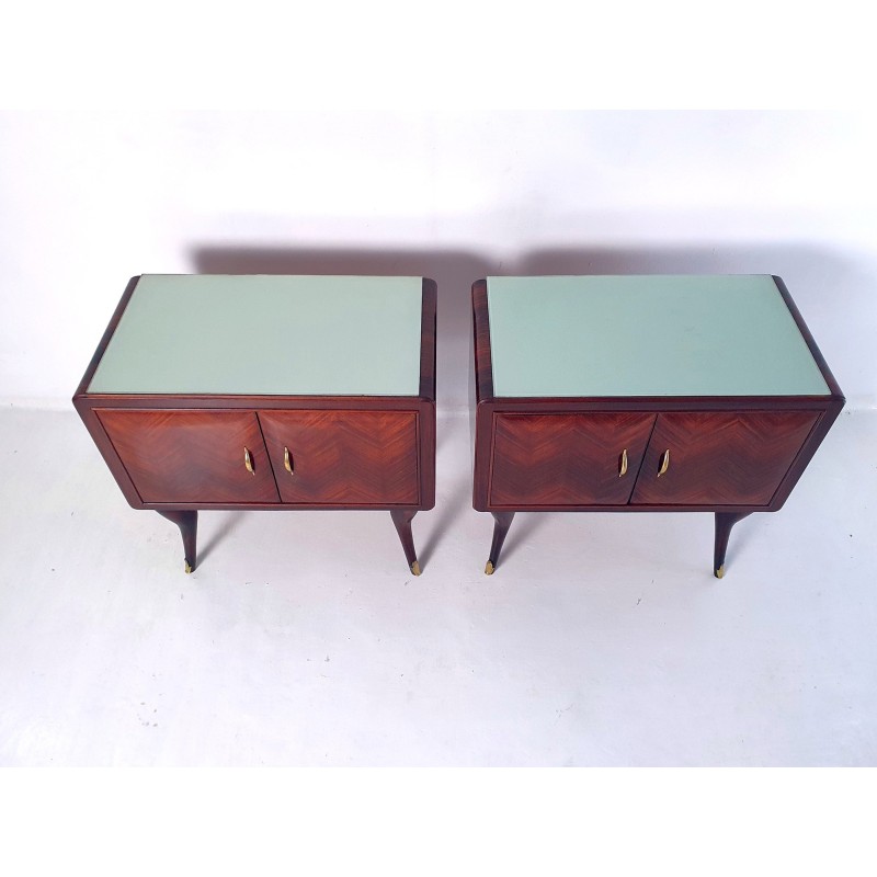 Pair of vintage walnut night stands, Italy 1950s