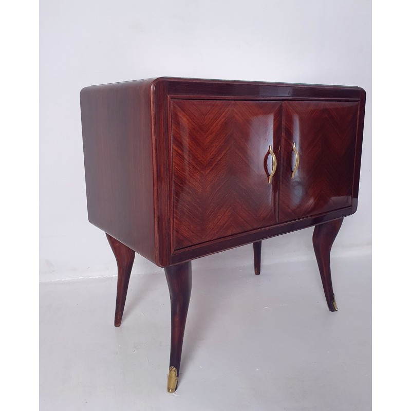 Pair of vintage walnut night stands, Italy 1950s