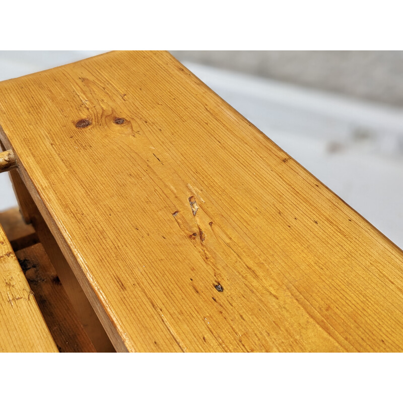 Vintage stool in pine, selected by Charlotte Perriand for "les Arcs", 1960