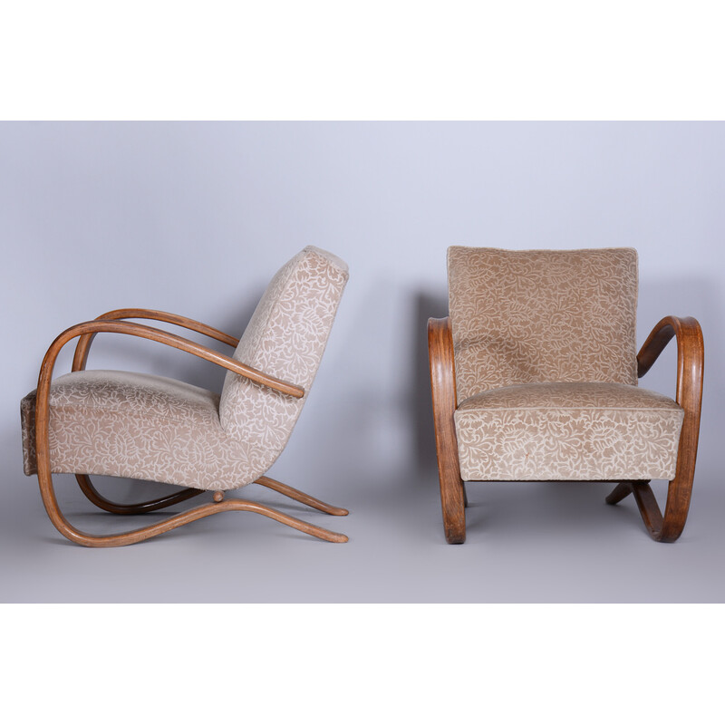 Pareja de sillones vintage H-269 beige de Jindrich Halabala para Up Zavody, Checoslovaquia Años 30