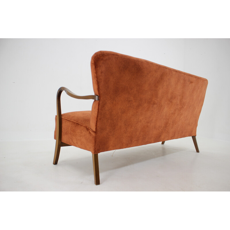 Vintage 3-seater velvet fabric sofa by Alfred Christensen, Denmark 1940s