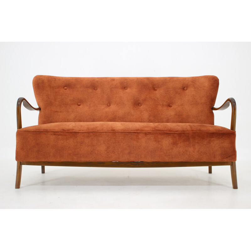 Vintage 3-seater velvet fabric sofa by Alfred Christensen, Denmark 1940s