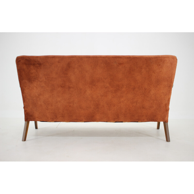 Vintage 3-seater velvet fabric sofa by Alfred Christensen, Denmark 1940s