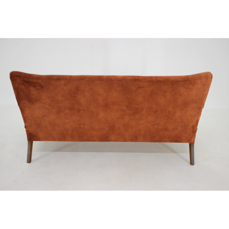 Vintage 3-seater velvet fabric sofa by Alfred Christensen, Denmark 1940s