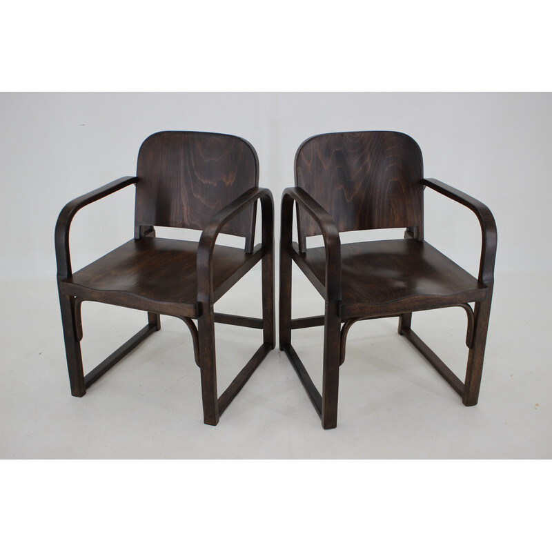 Pair of vintage Tatra beechwood armchairs, Czechoslovakia 1950s