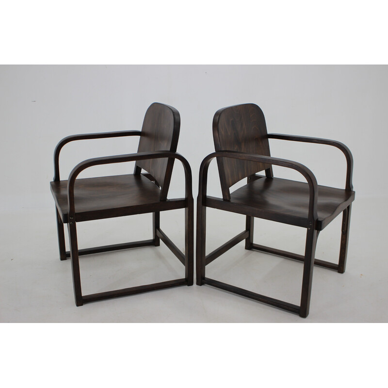 Pair of vintage Tatra beechwood armchairs, Czechoslovakia 1950s