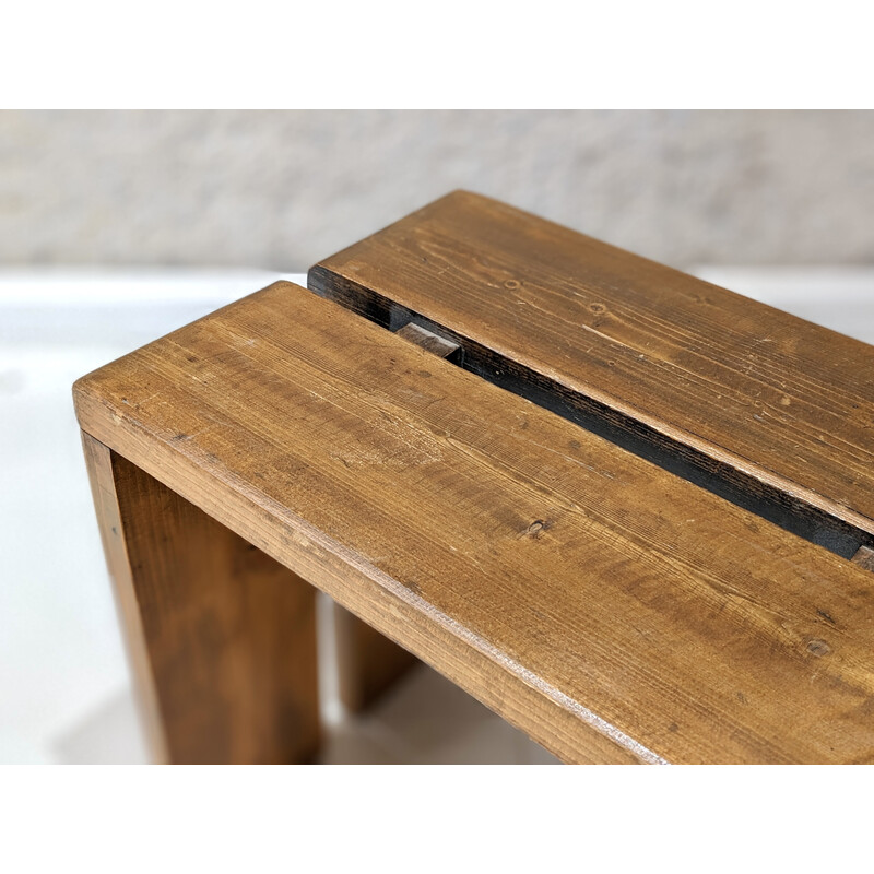 Tabouret  vintage "les Arcs" en pin, sélection de Charlotte Perriand, 1960