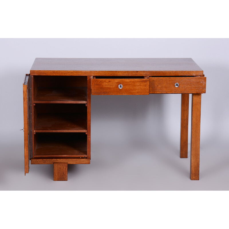 Czech vintage Art Deco oakwood writing desk, 1930s