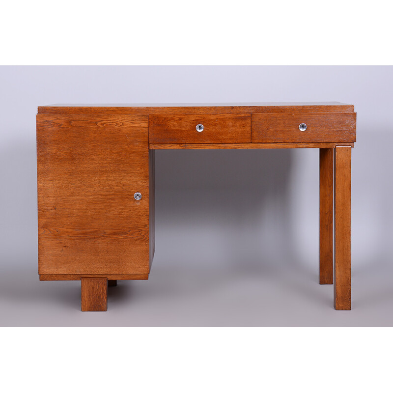 Czech vintage Art Deco oakwood writing desk, 1930s